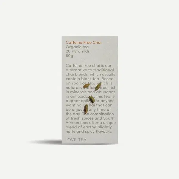 Love Tea Caffeine Free Chai Organic Tea 20 Pyramids