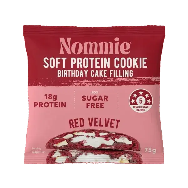 Nommie Soft Protein Cookie Birthday Cake Filling Red Velvet 75g
