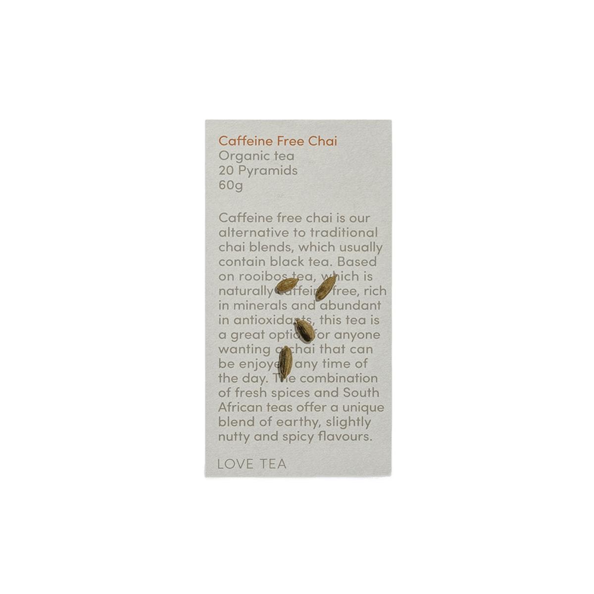 Love Tea Organic Caffeine Free Chai Pyramid Tea Bags