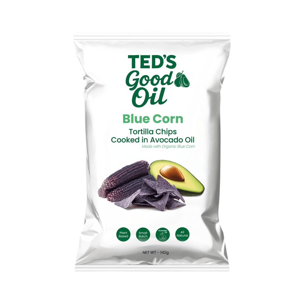 Ted's Good Oil Blue Corn Tortilla Chips Cooked in Avocado Oil 142g