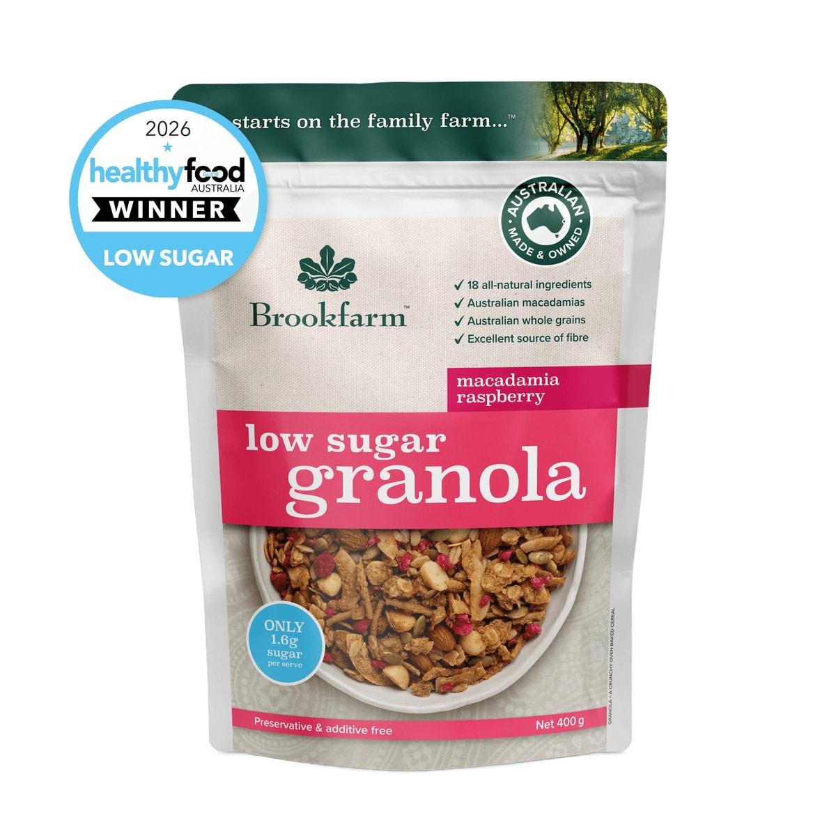 Brookfarm Granola Low Sugar Macadamia Raspberry